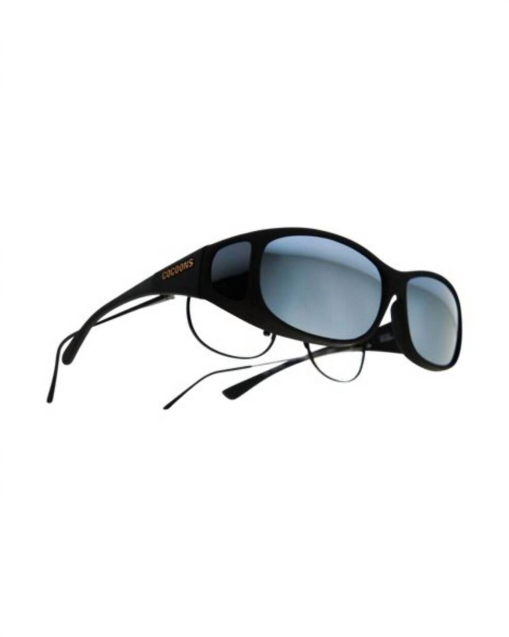 NEW COCOONS unisex mini slim fitover sunglasses in black/ silver mirror